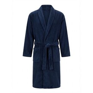 TJ Lawford Navy Blue 100% Cotton Turkish Towel Shawl Robe One Size - IW
